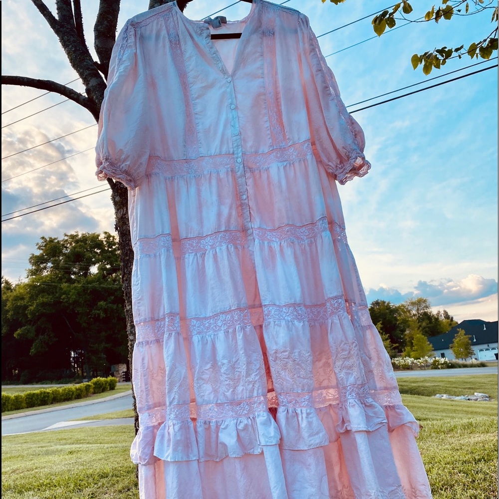 LoveShackFancy Phoebe dress 20W Avocado Tie dye